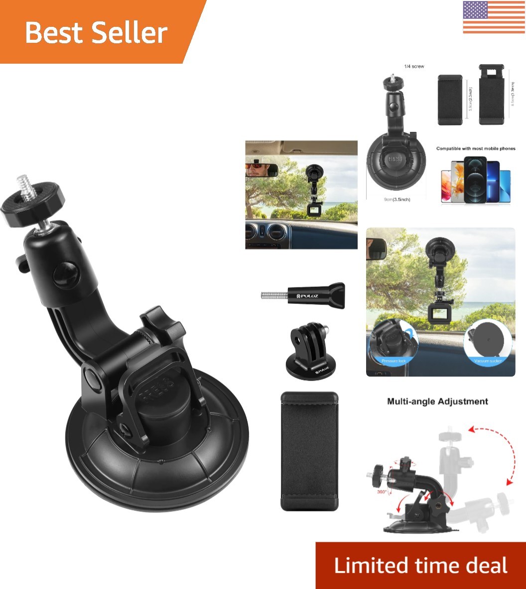 Car Suction Cup Mount for GoPro/Insta 360/DJI Osmo Action Camera Vehicle Wind...