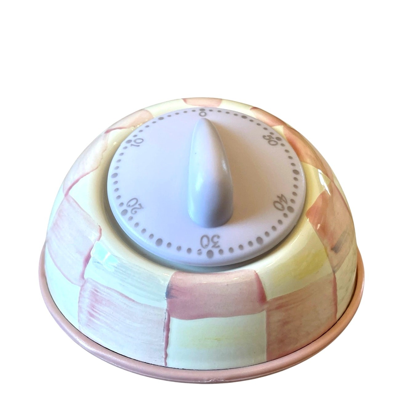 Mackenzie-Childs Rosy Check Kitchen Timer Pink & White NEW