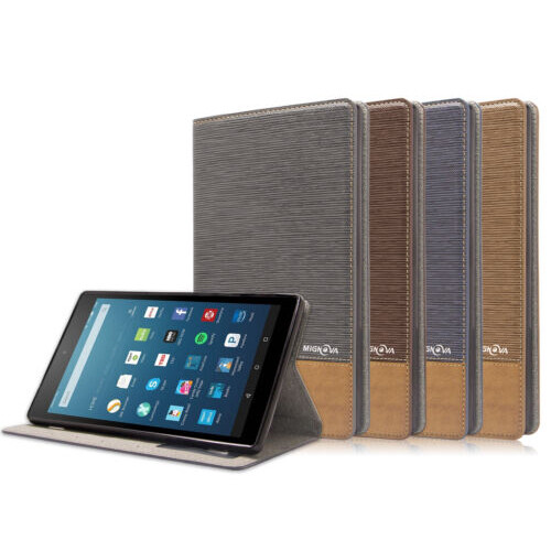 Premium PU Leather Folio Cover Case for All New Amazon Fire HD 8 8 7th 2018 2017