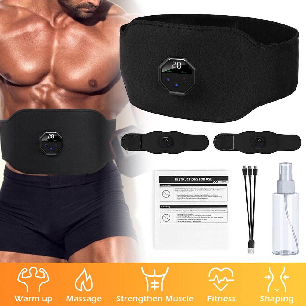 Rechargeable EMS Abdominal Toning Belt ABS Training Electric Muscle Stimulation