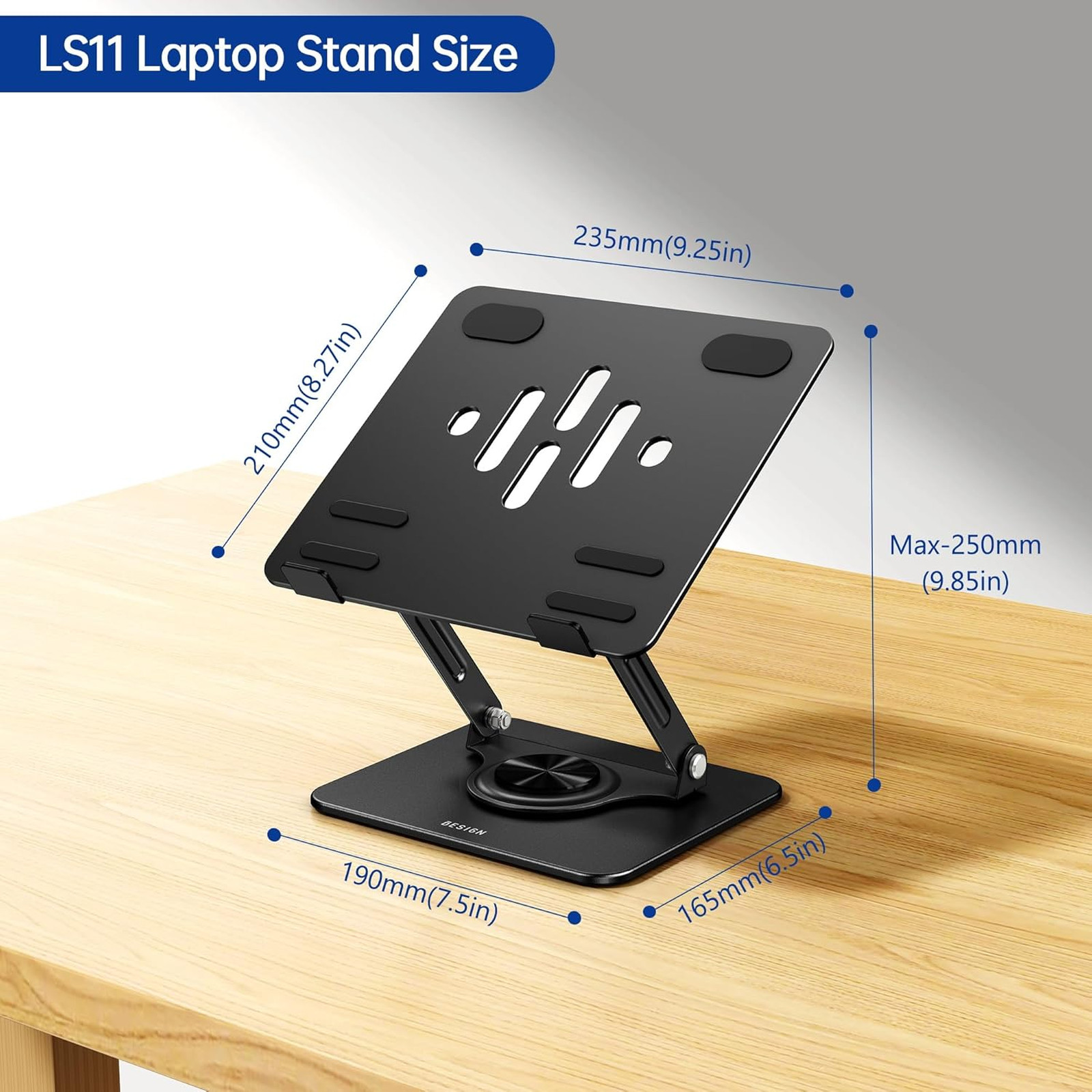 Laptop Stand with Adjustable Height, 360 Degree Rotating Base, Ergonomic