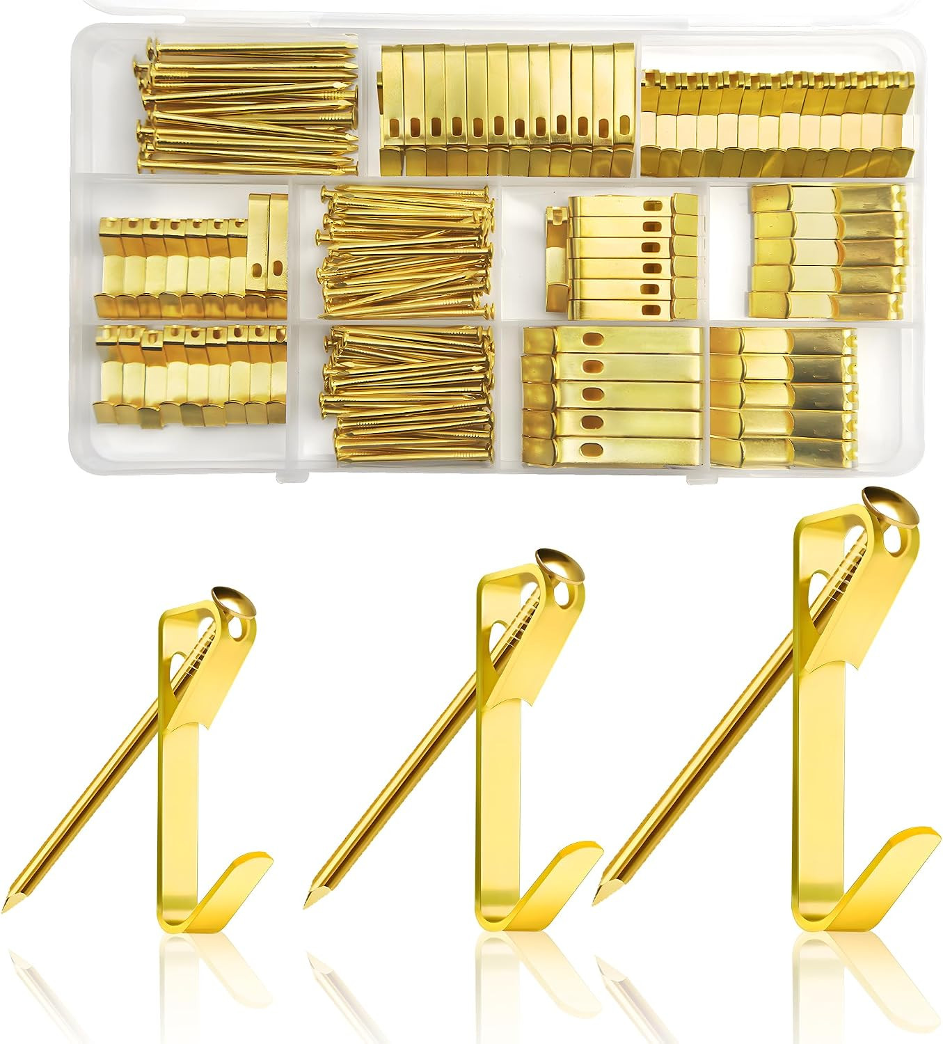 184Pcs Heavy-Duty Picture Hanging Kit Metal Wall Hooks 20lb 30lb 50lb with Nails