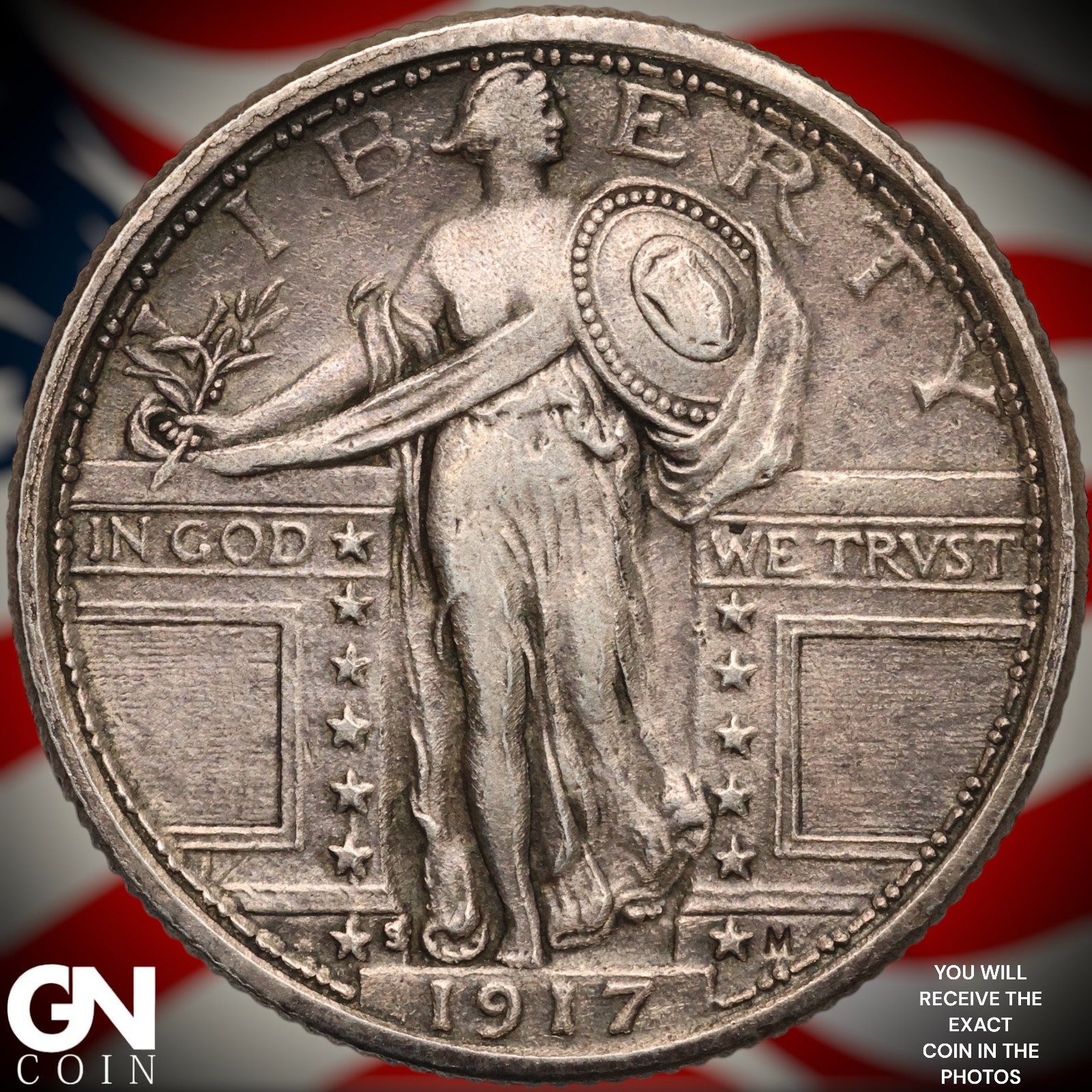 1917 S TYPE 1 Standing Liberty Quarter A9752