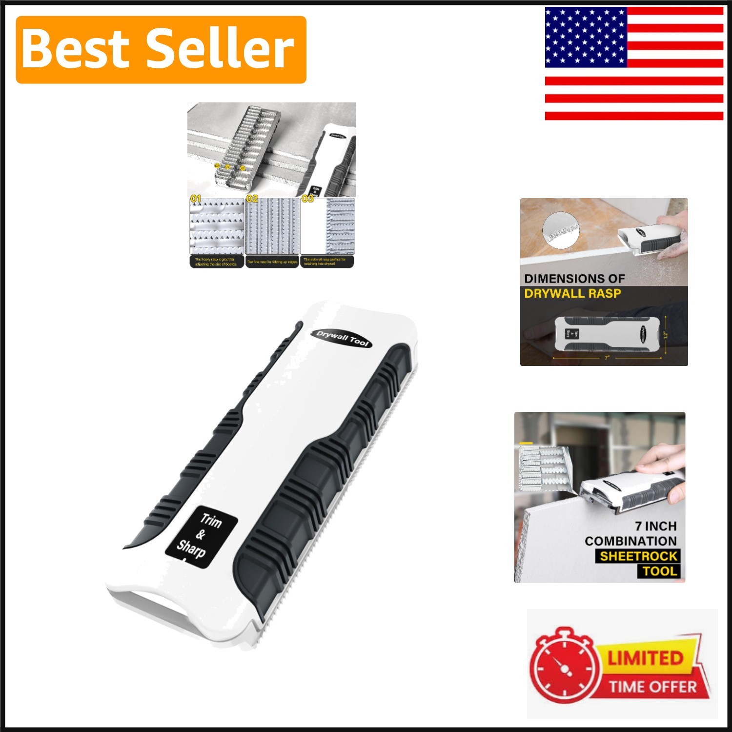 Compact Drywall Rasp Tool with Bi-Directional Teeth - Perfect for Home Projects
