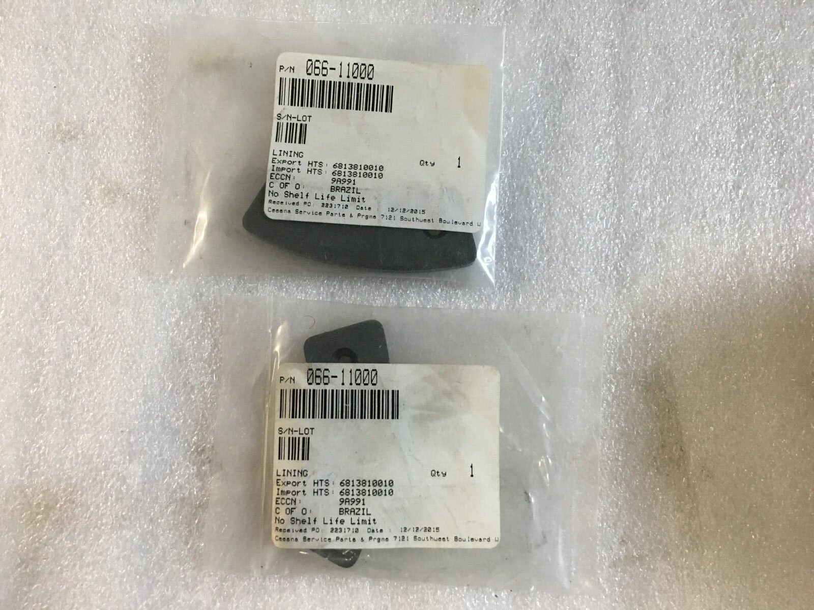 Aircraft Cleveland Brake Lining 1 each P/N 066-11000 New