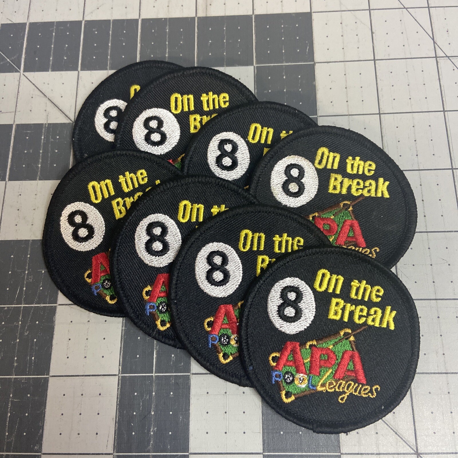 Lot Of 8 Patch APA American Poolplayers Pool 8 ON The BREAK 8-BALL Snap Award