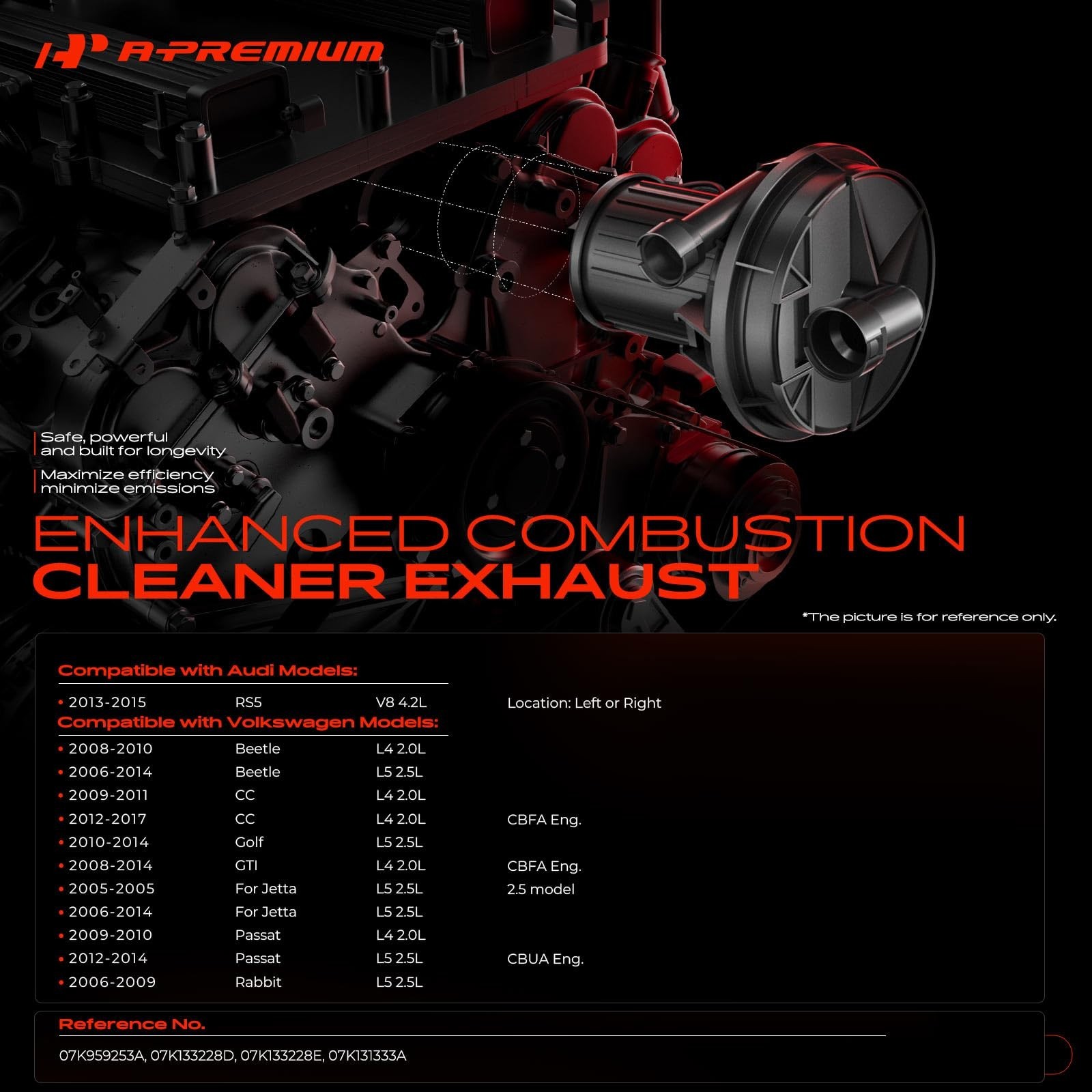 A-Premium Secondary Air Injection Smog Pump Compatible with Volkswagen Jetta ...