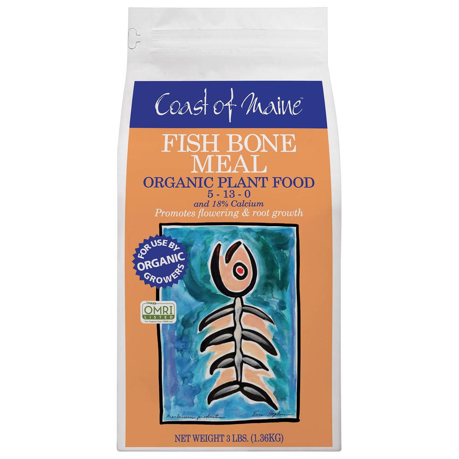 Coast of Maine Fish Bone Meal Dry All Purpose Plant Food 3 lb.