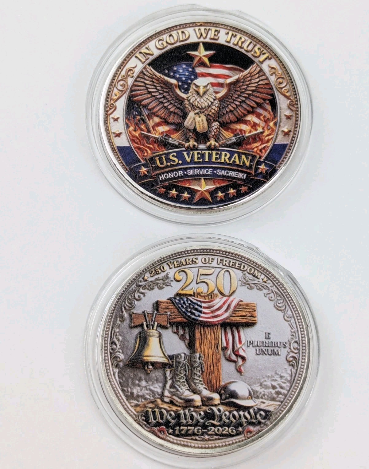 2pc 250 YEARS of FREEDOM 1776 - 2026, WE THE PEOPLE, U.S. VETERAN COIN SET