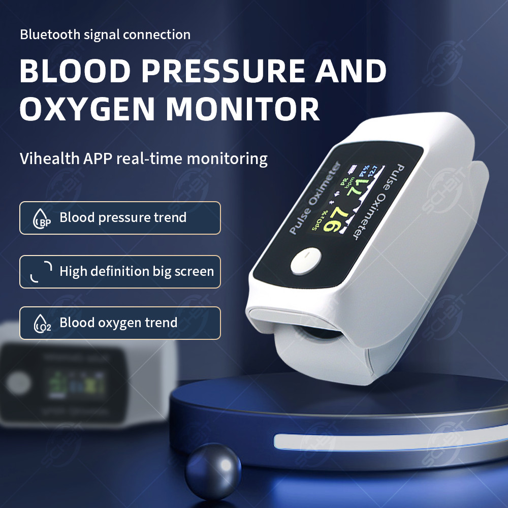 Integrated Bluetooth-connected Finger Pulse Oximeter and Blood Pressure Monitor