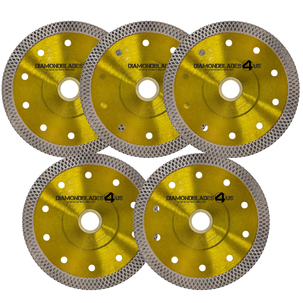4-1/2 Inch Turbo Mesh Rim Pro Diamond Saw Blade for Angle Grinder 5 Pack