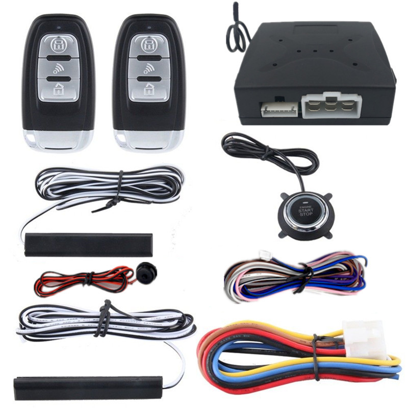 DC 12V PKE Car Alarm System Keyless entry Push button Engine Start Remote Key