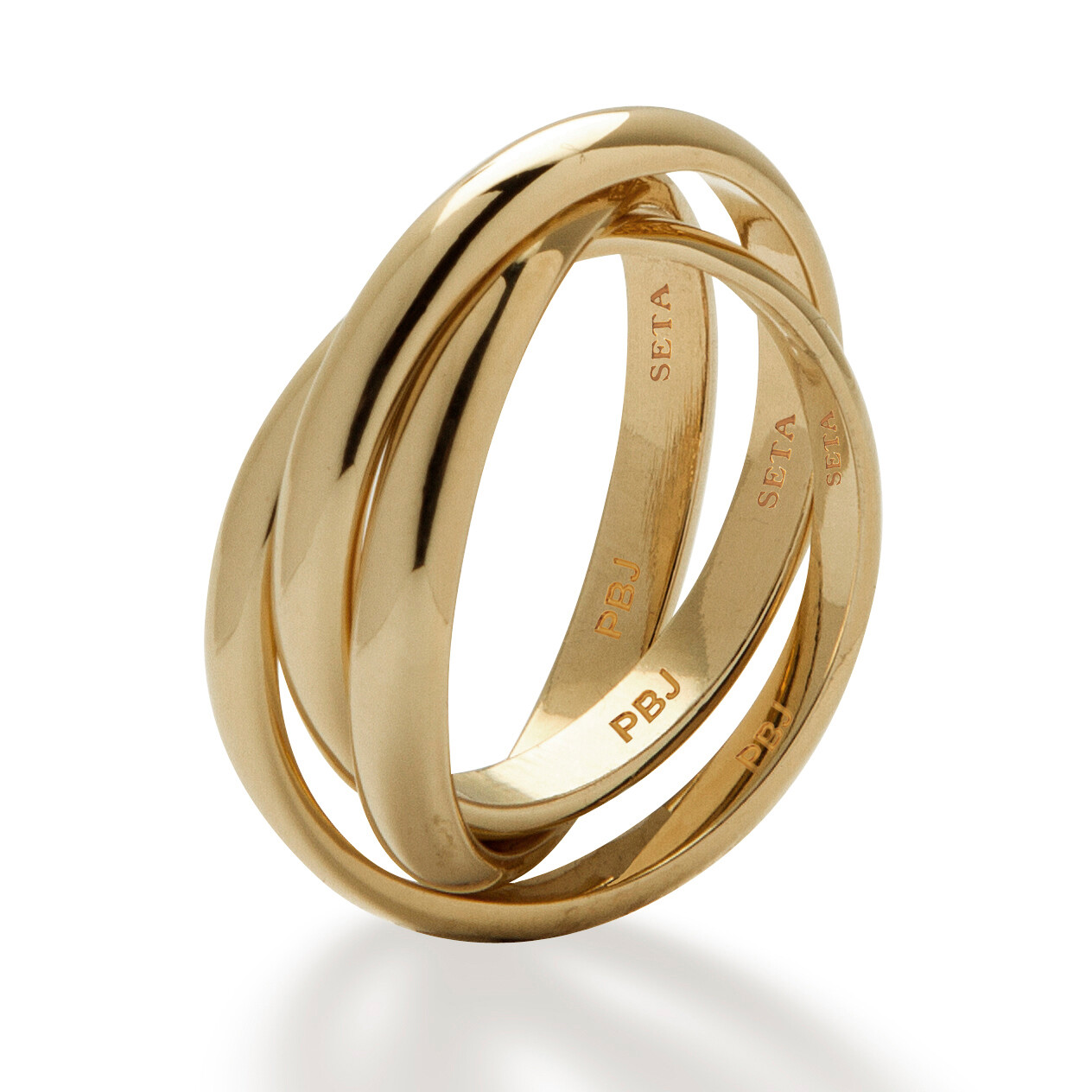 Yellow Gold-Plated Rolling Triple Band Crossover Ring