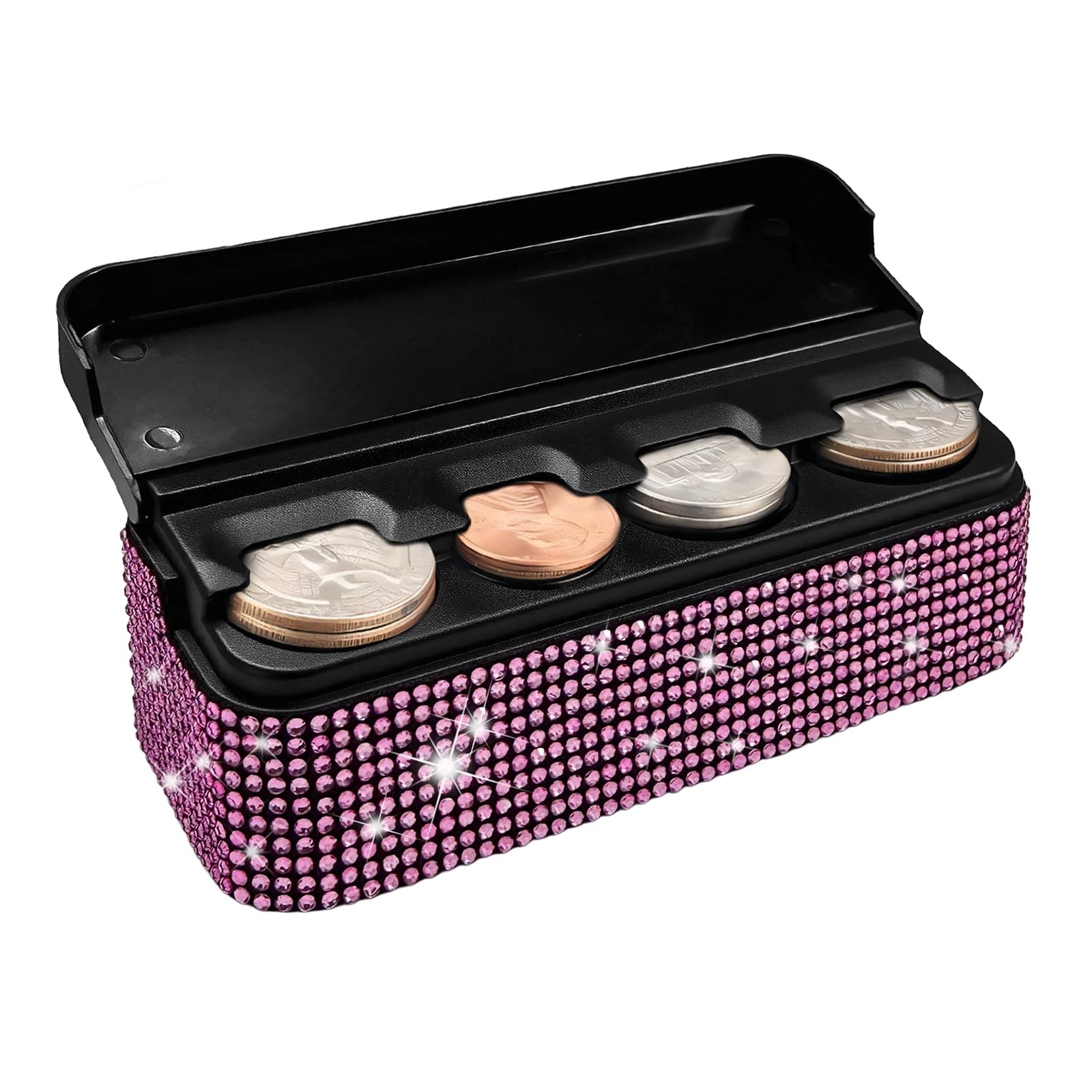 Portable Car Coin Holder Mini Change Storage Box Coin Organizer Money Dispenser