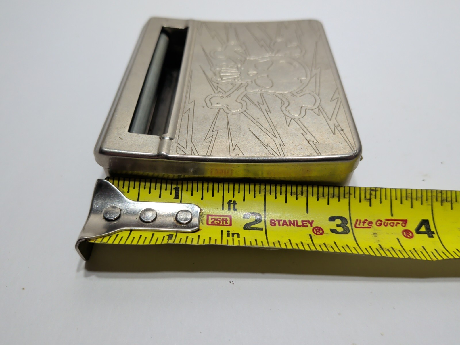 ✨USED✨Automatic Cigarette Rolling Machine Metal Box Cigarette Case SKULL etching