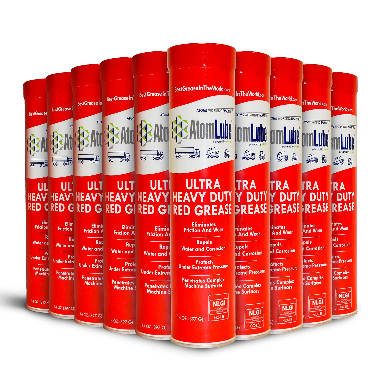 Ultra Heavy Duty Red Grease, 10-Pack of 14 Oz. Waterproof & High Temp Lubricant