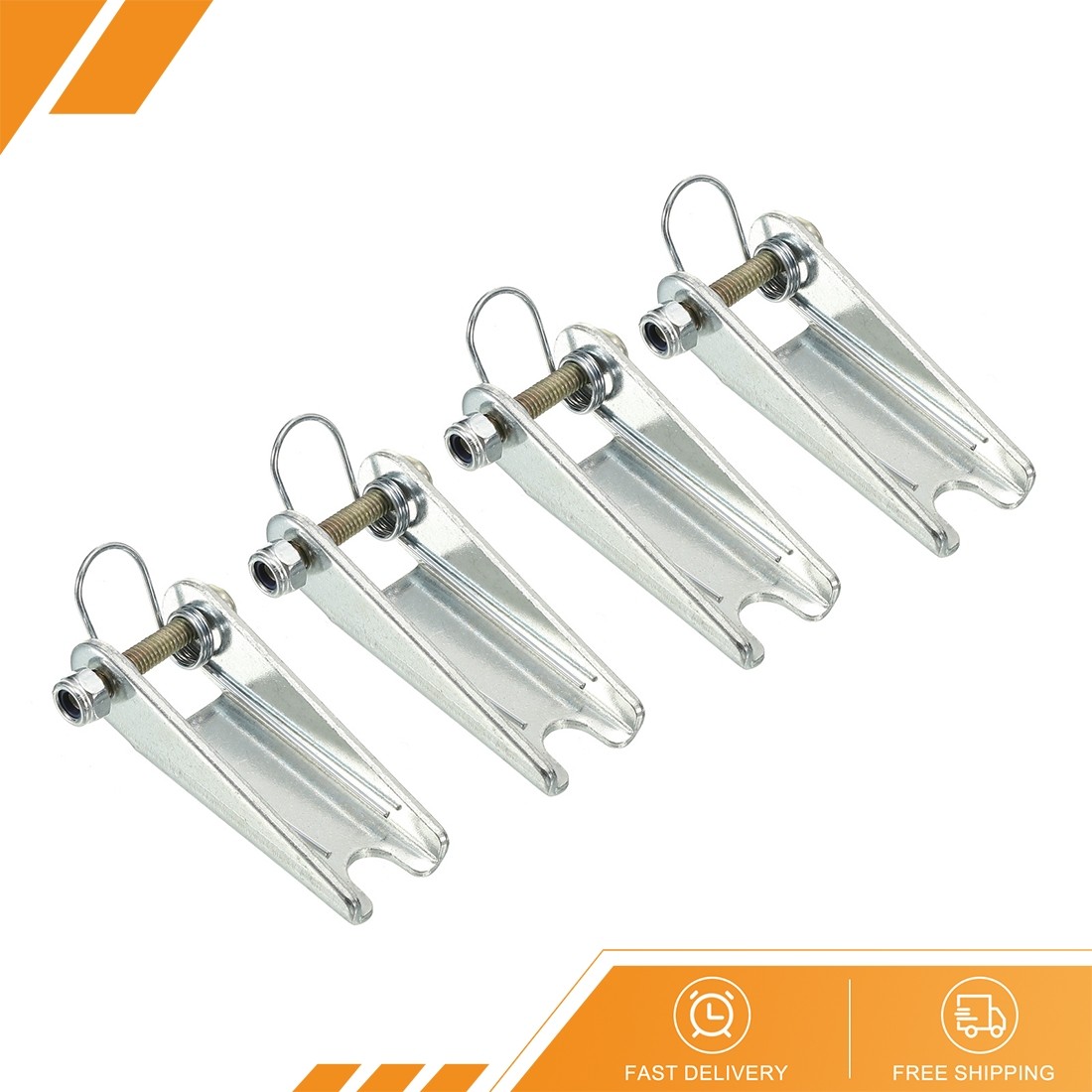 4 Pack - 2 Inch Hook Safety Latch Kit Metal Towing Hitch Replacement Silver