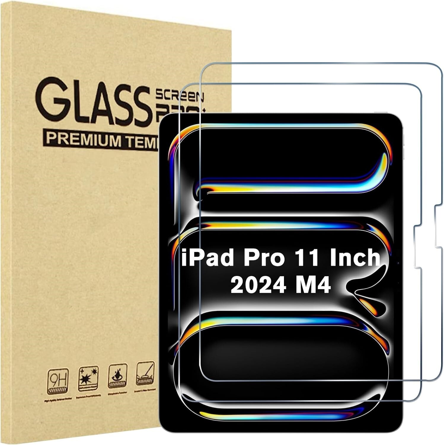 2 Pack Tempered Glass Screen Protector For iPad Pro 11-inch M4 2024 Screen Cover