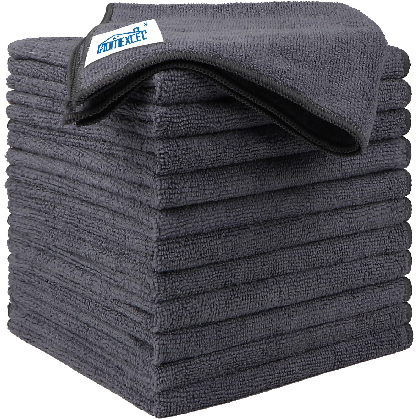 HOMEXCEL Microfiber Cleaning Cloth 12 Pack, 12.5 x x Inch, Grey