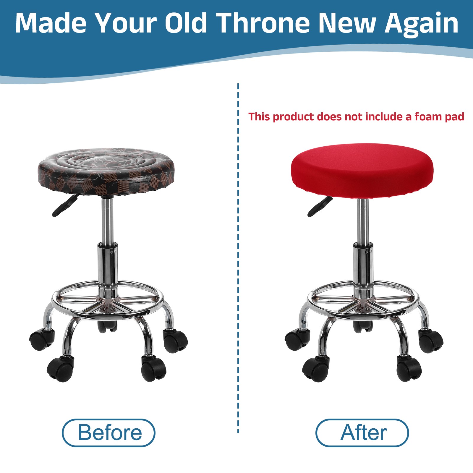 4Pack Stool Covers Round, 16-18 Inch Bar Stool Cover with Elastic, Gray