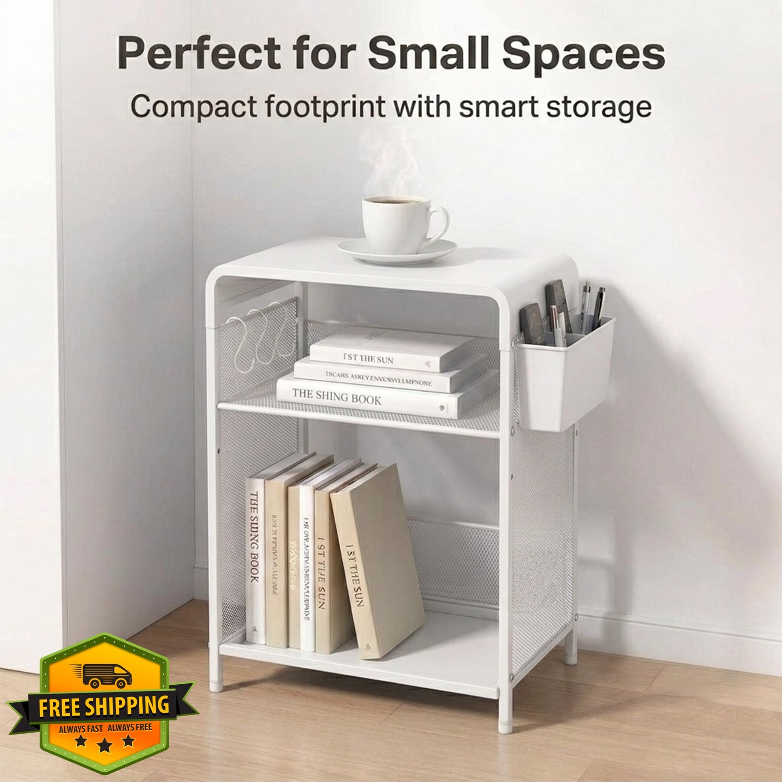 ECOLOVI Printer Stand White Metal 3 Tier Adjustable