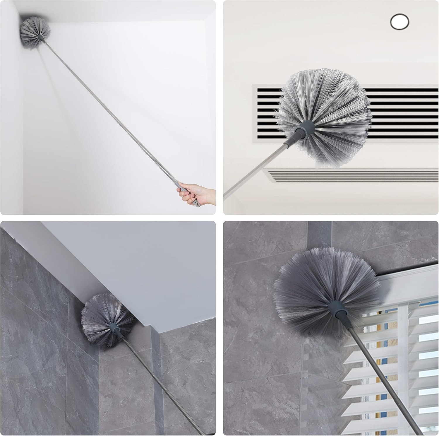 BOOMJOY Microfiber Feather and Cobweb Duster Set, Bendable Head and 100 inches E