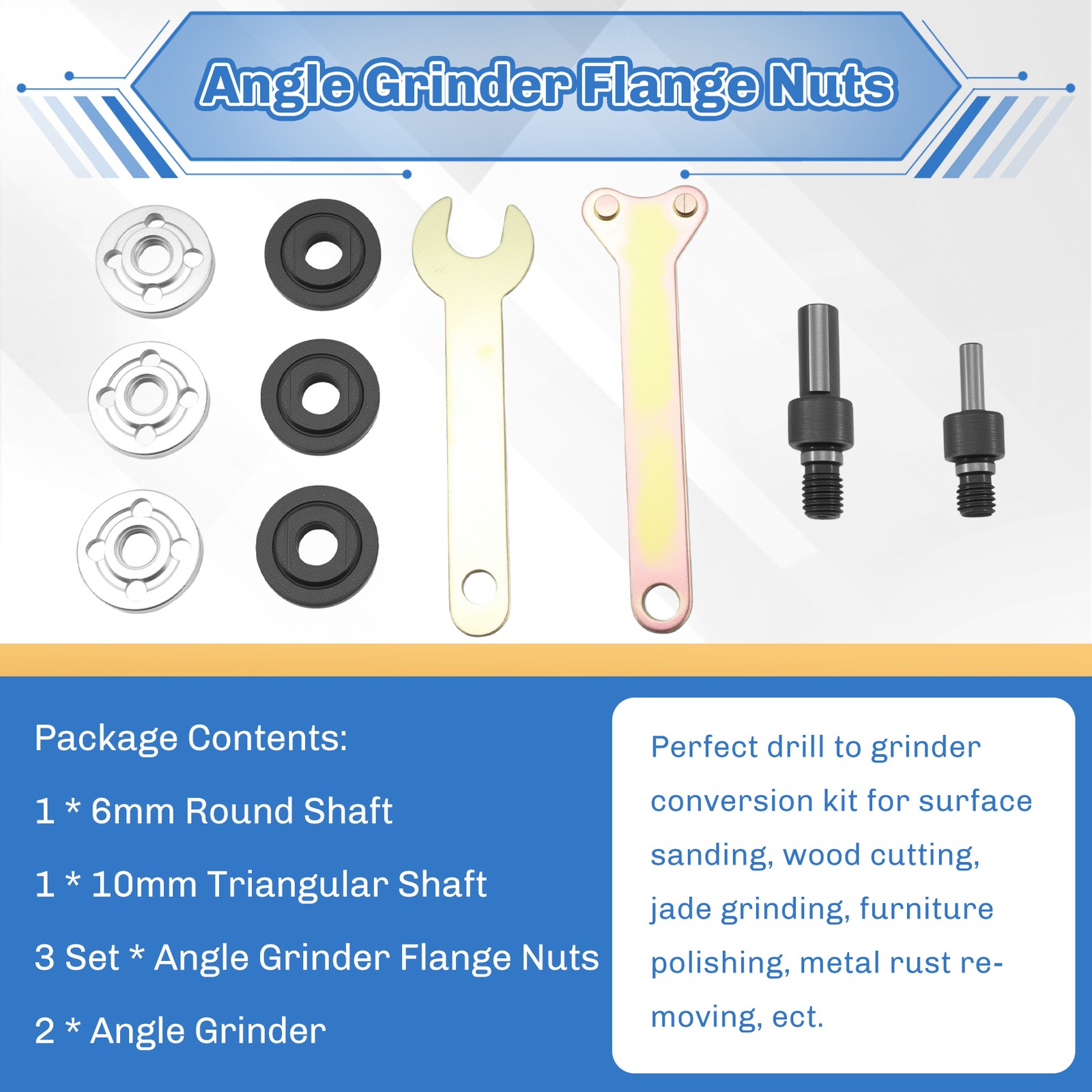 Drill Angle Grinder Adapter with Flange Parts Set,3 Set Replacement5842