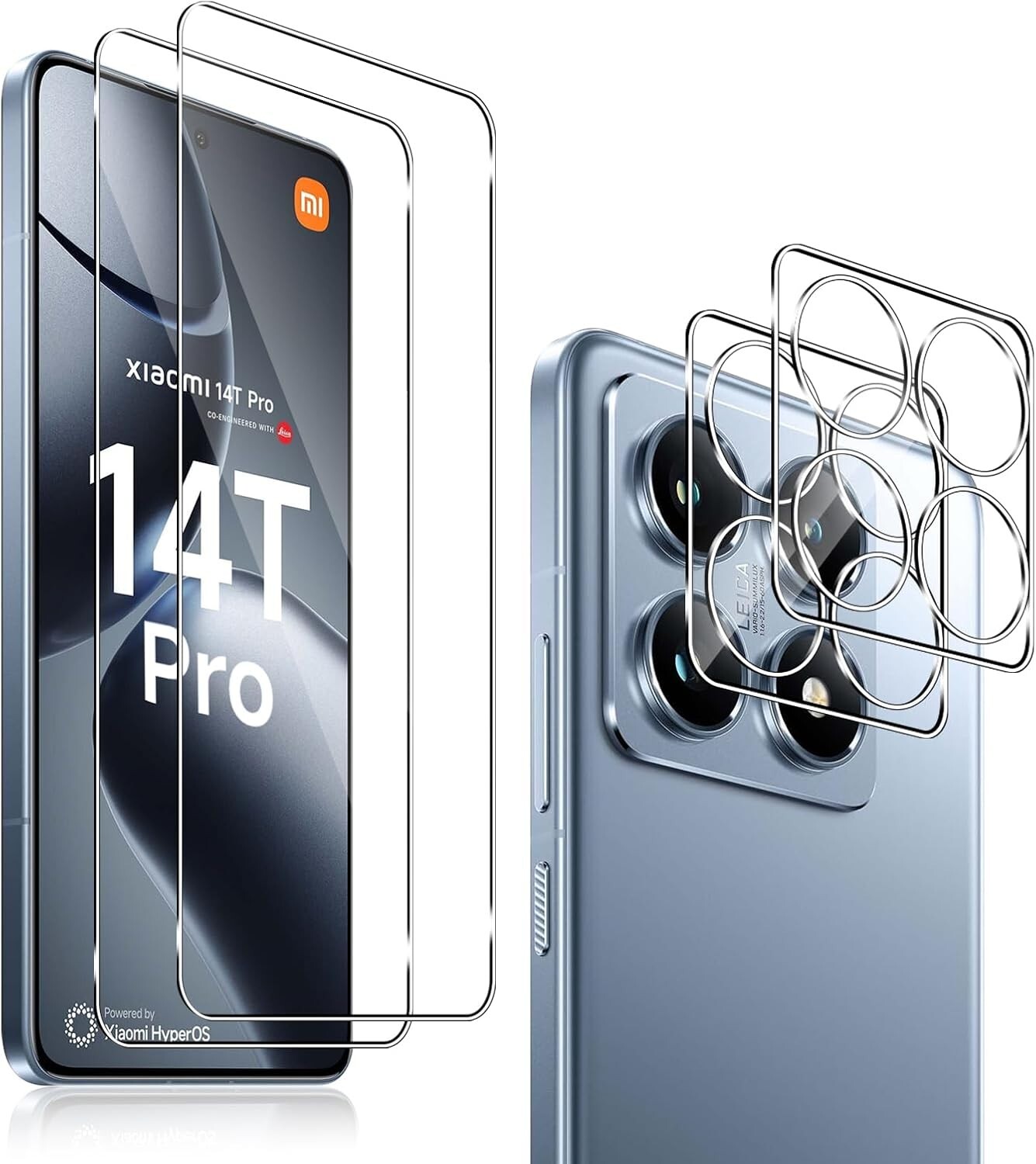 2X Tempered Glass (Screen + Camera) For Xiaomi 14T Pro 5G Screen Protector Full 9H
