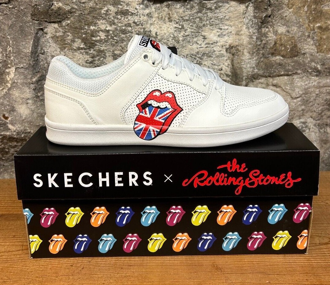 SKECHERS x ROLLING STONES CLASSIC CUP EURO LICK White LEATHER 210745 New In Box