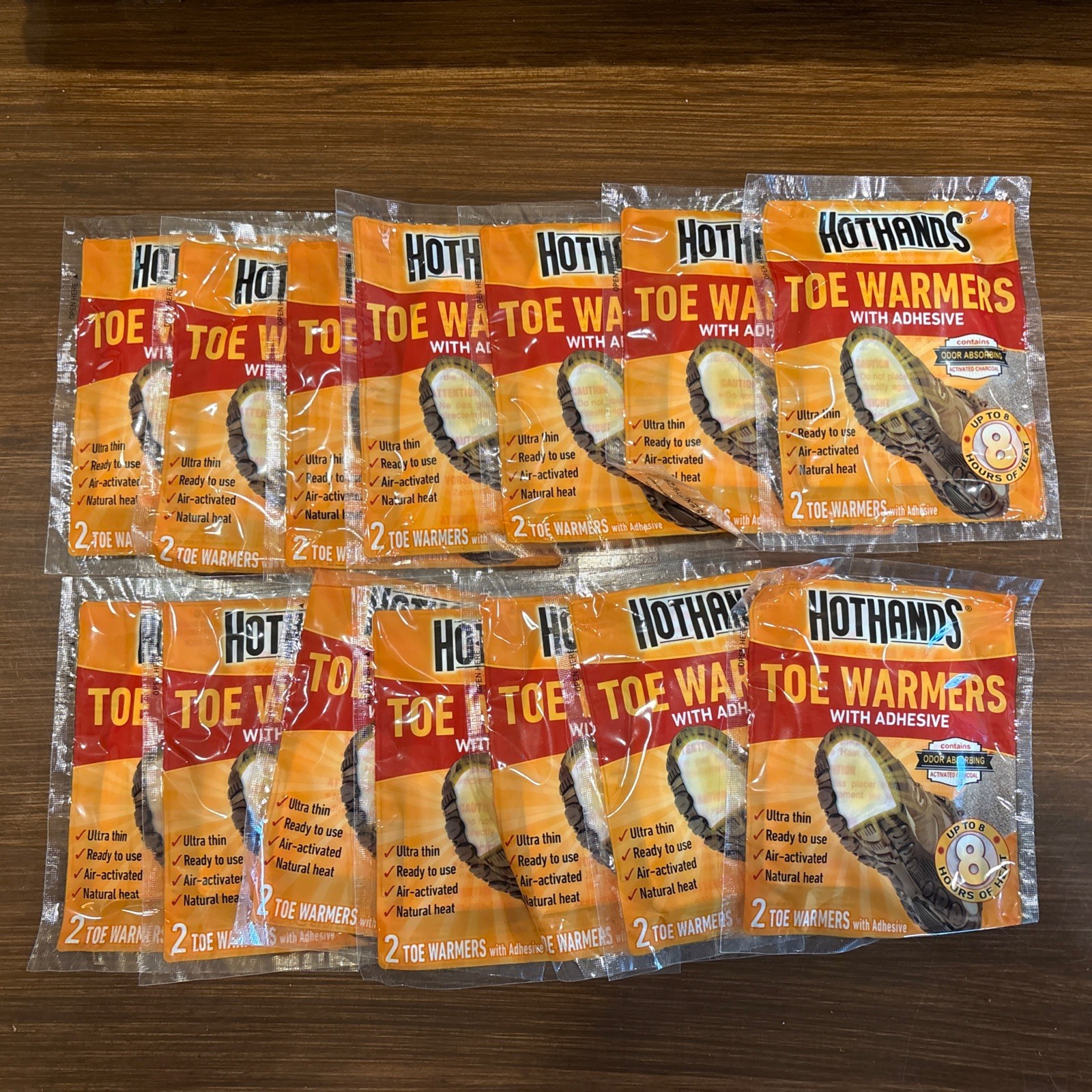 (14) PAIRS HOTHANDS TOE WARMERS, UP TO 8 HOURS OF HEAT, W ADHESIVE EXP 9/29