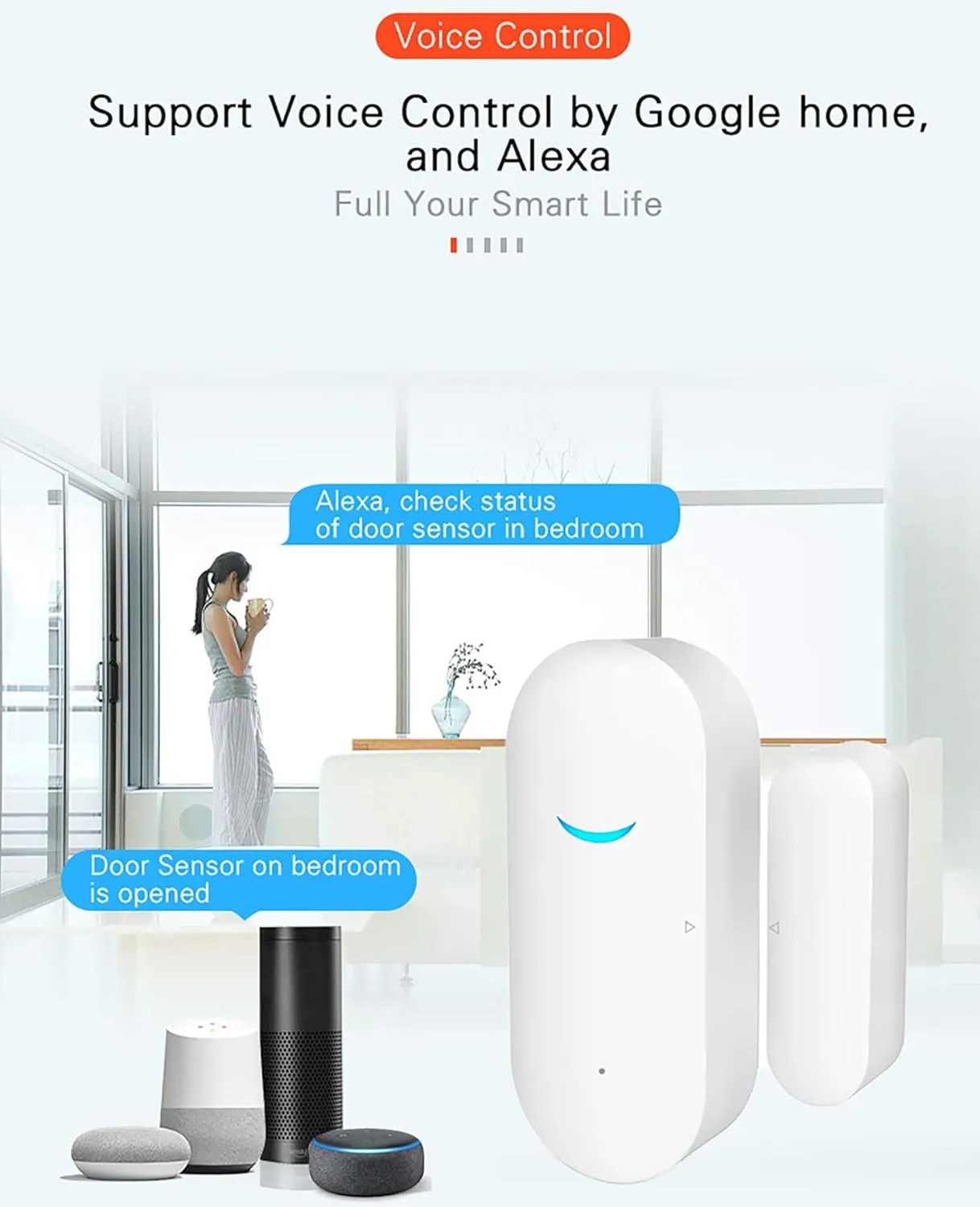 2 Pack Wireless WiFi Door Window Sensor Alarm For Home Security Smart Contact...