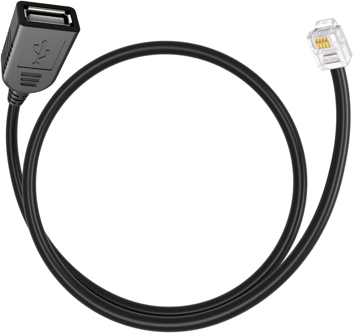 RJ11 to USB Adapter, RJ116p4c to USB Female Cable, Used for Telephone Communicat