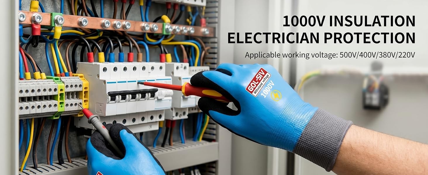 Electrician Gloves 1000V High Voltage,ASTM D120 Certified & Double Insulated