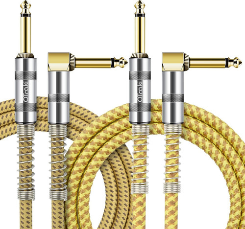 OTraki Guitar Cable 3FT, 2 Pack Straight to Right Angle 1/4 Inch 3 Feet