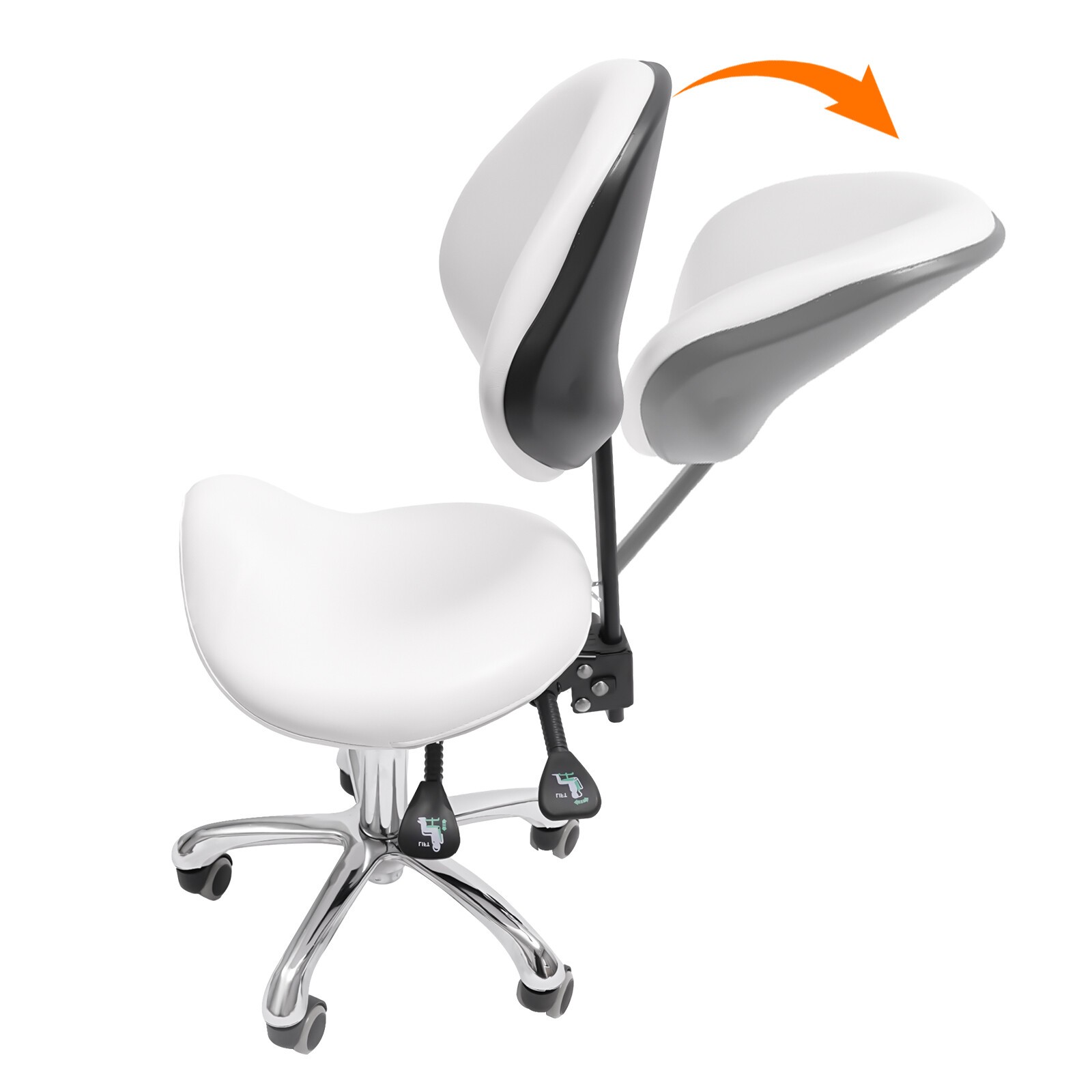 Ergolution Ergonomic Saddle Stool W/ Backrest -Work Stool,Office Stool-Seat