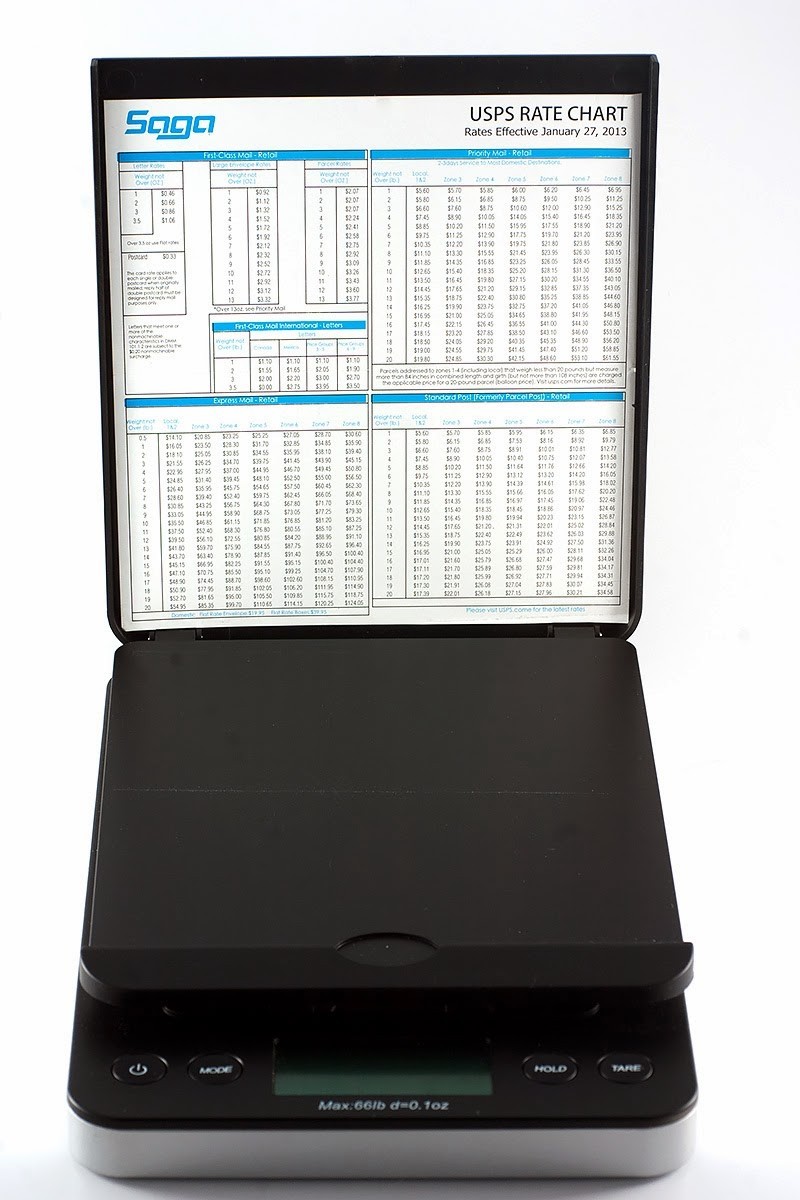 Saga Mercury BASIC Digital Postal Scale w/ Hold, Tare, Auto-Off, AC Adapter
