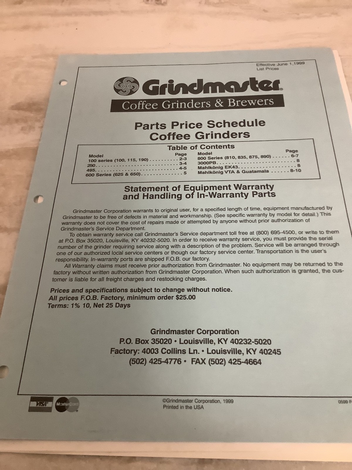 GrindMaster Model 495 Commercial Coffee Grinder. “Big Red”
