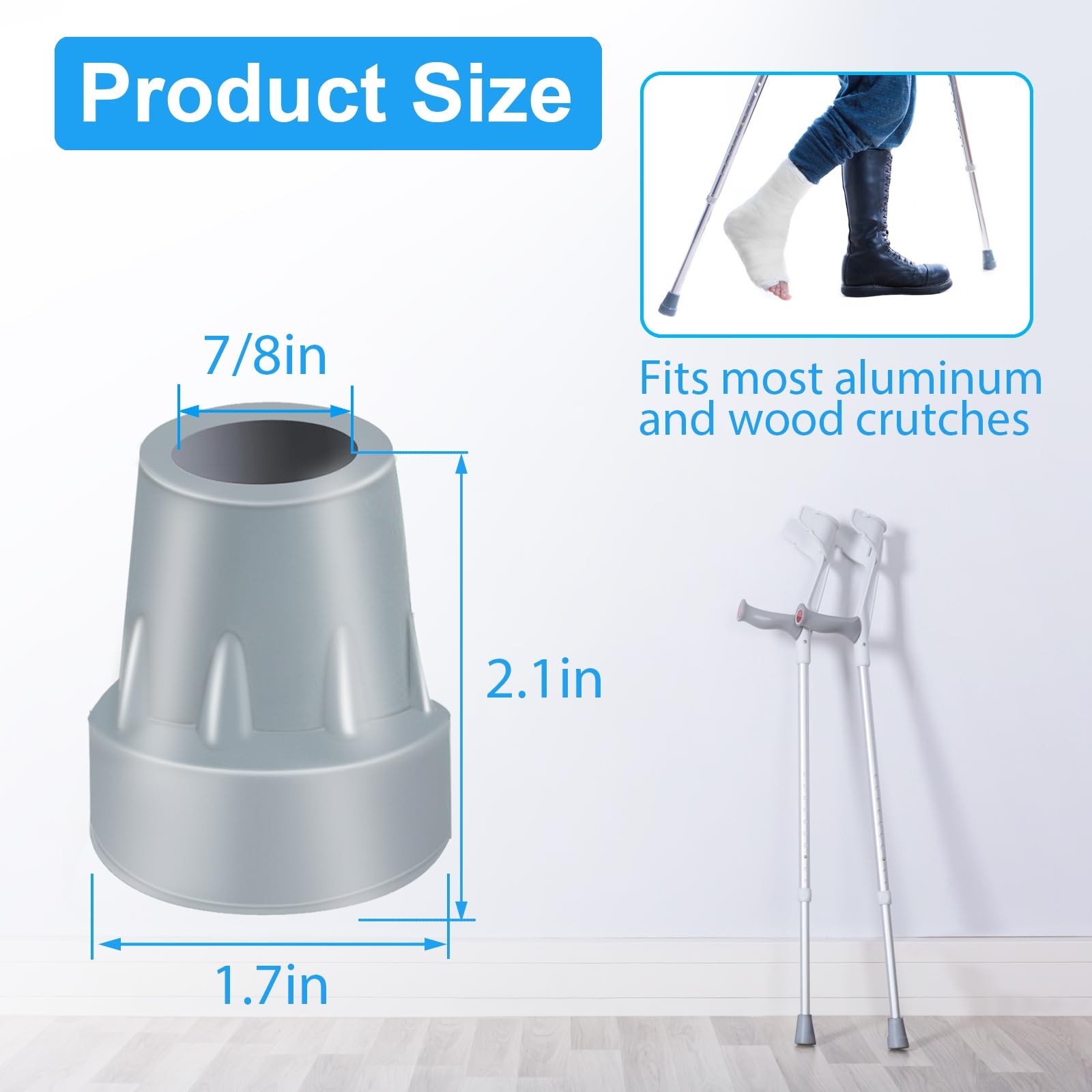 Crutch Tips, 4 Pack 7/8 inch Heavy Duty Rubber Tips Cane Tips...