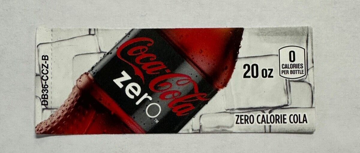 Coke Zero Vending Machine Flavor Strip 20oz For Vendo, Dixie Narco