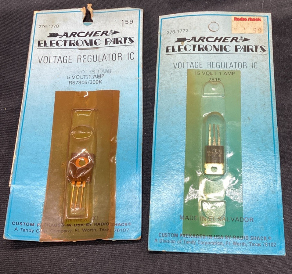 Vtg Archer Voltage Regulators 2761770 5v 1a, 2761772 15v 1a - ships free