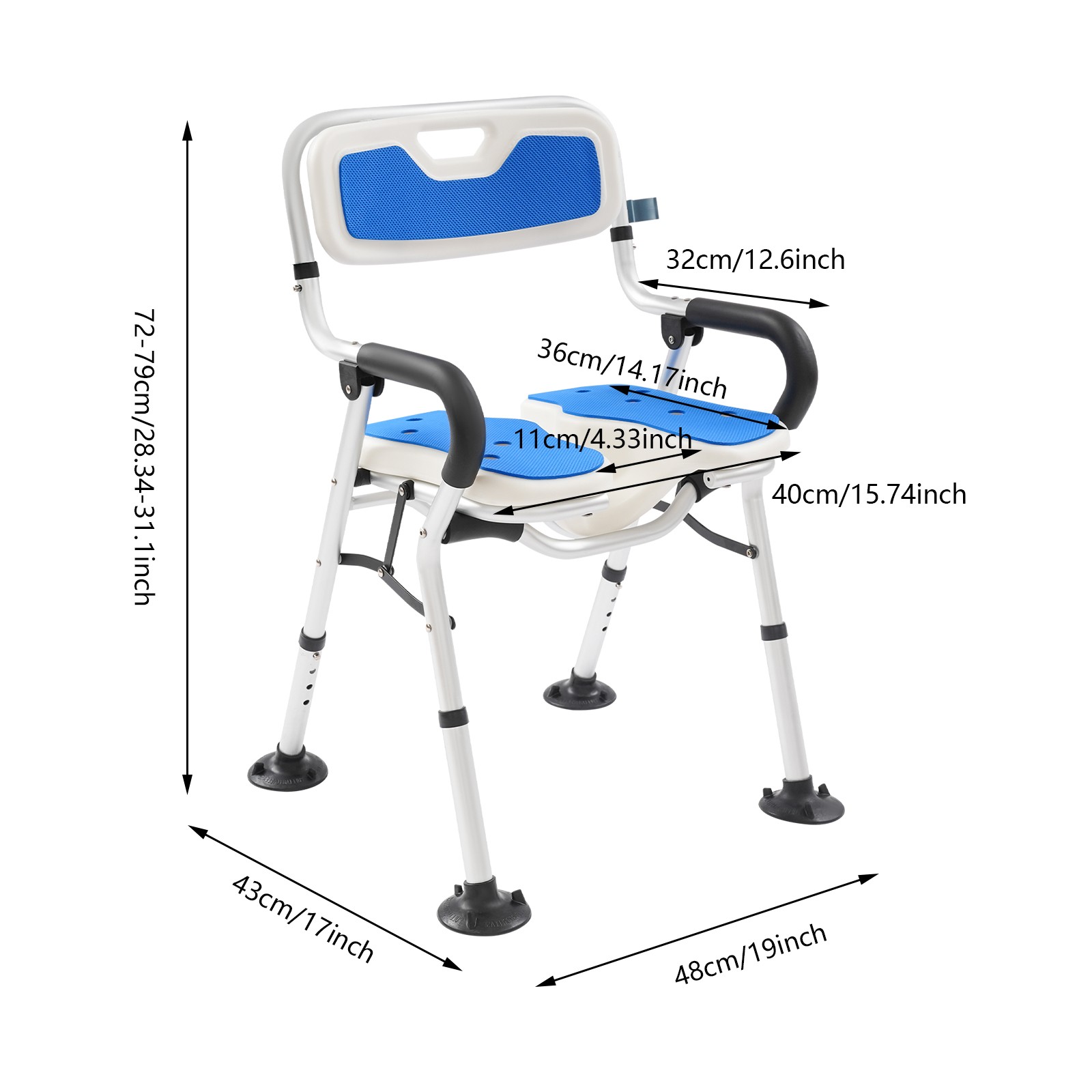 U-Shape Foldable Shower Chair – Heavy Duty & Adjustable for Comfort