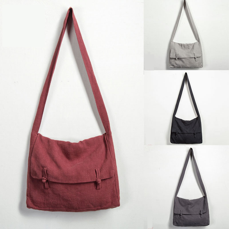 Chinese Cotton Linen Shoulder Bag Zen Buddhist Monk Meditation Crossbody Bags