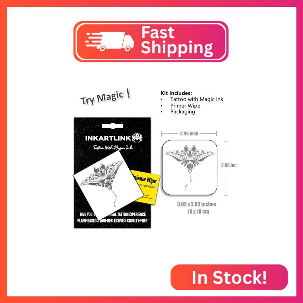 INKARTLINK Manta Ray Temporary Tattoos, Realistic Waterproof