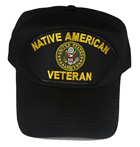 US ARMY NATIVE AMERICAN VETERAN HAT WITH ARMY CREST - Black -