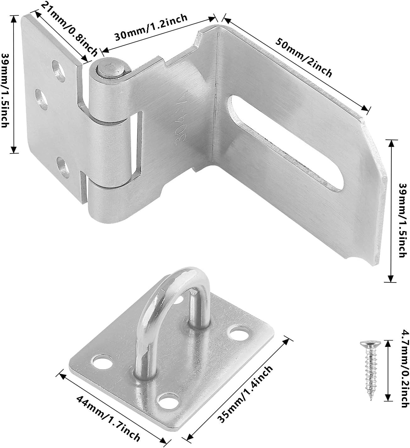 2Pcs Door Hasp Latch Lock 90 Degree Hasp Right Angle Padlock Latch Safety 3inch