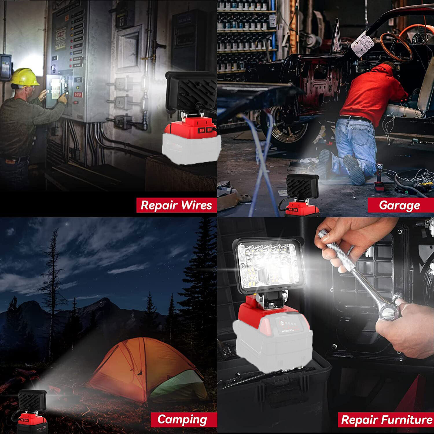 2PCS Wireless LED Work Light for Milwaukee M18 18V Battery Cordless Outdoor Lamp
