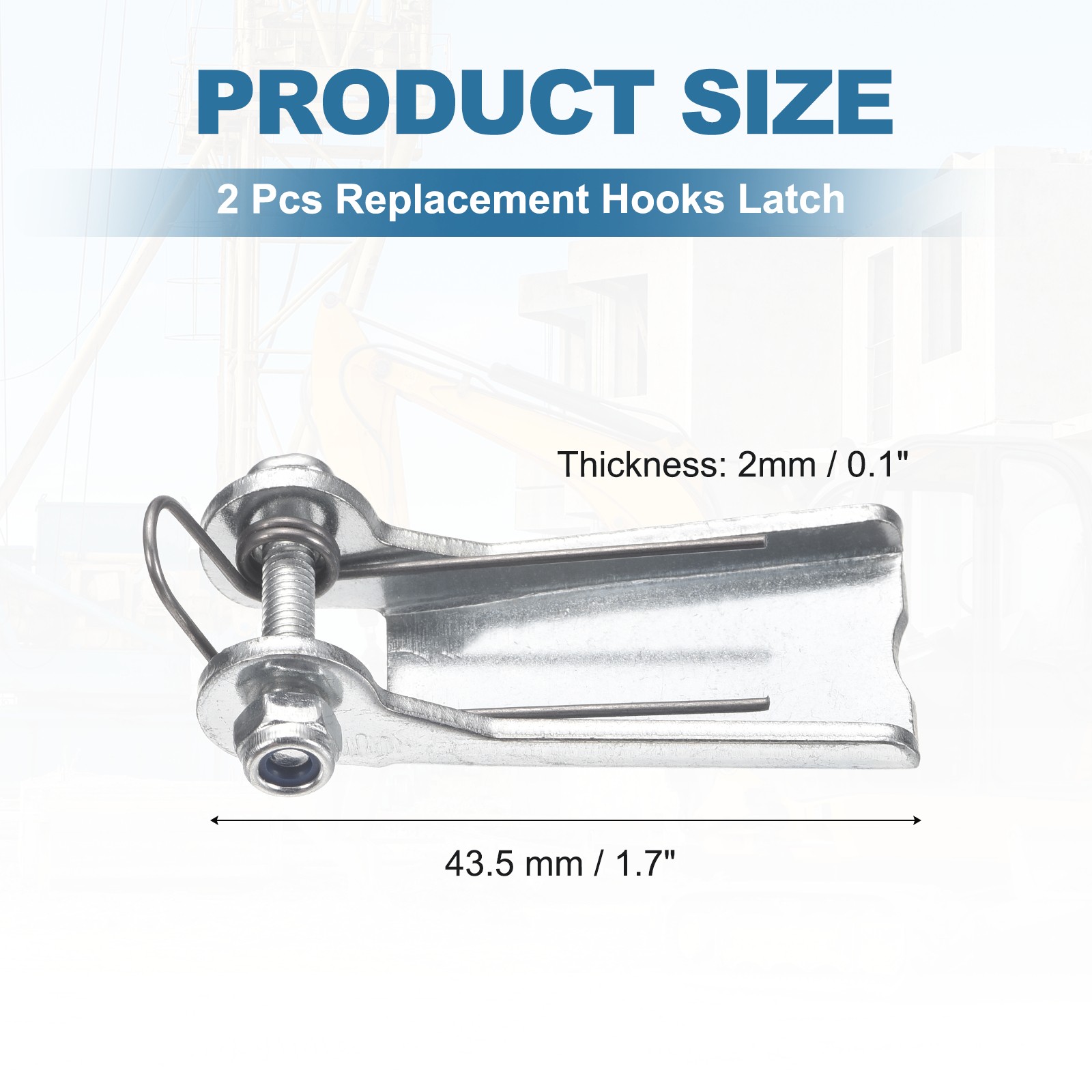 2 Pack 2 Inch / 50mm 2T Metal Replacement Hooks Latch, Silver