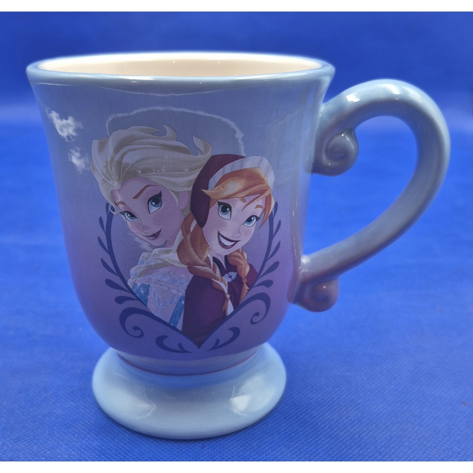 Disney Frozen Follow Your Heart Pedestal Mug Elsa Anna 18oz 5" Crazed