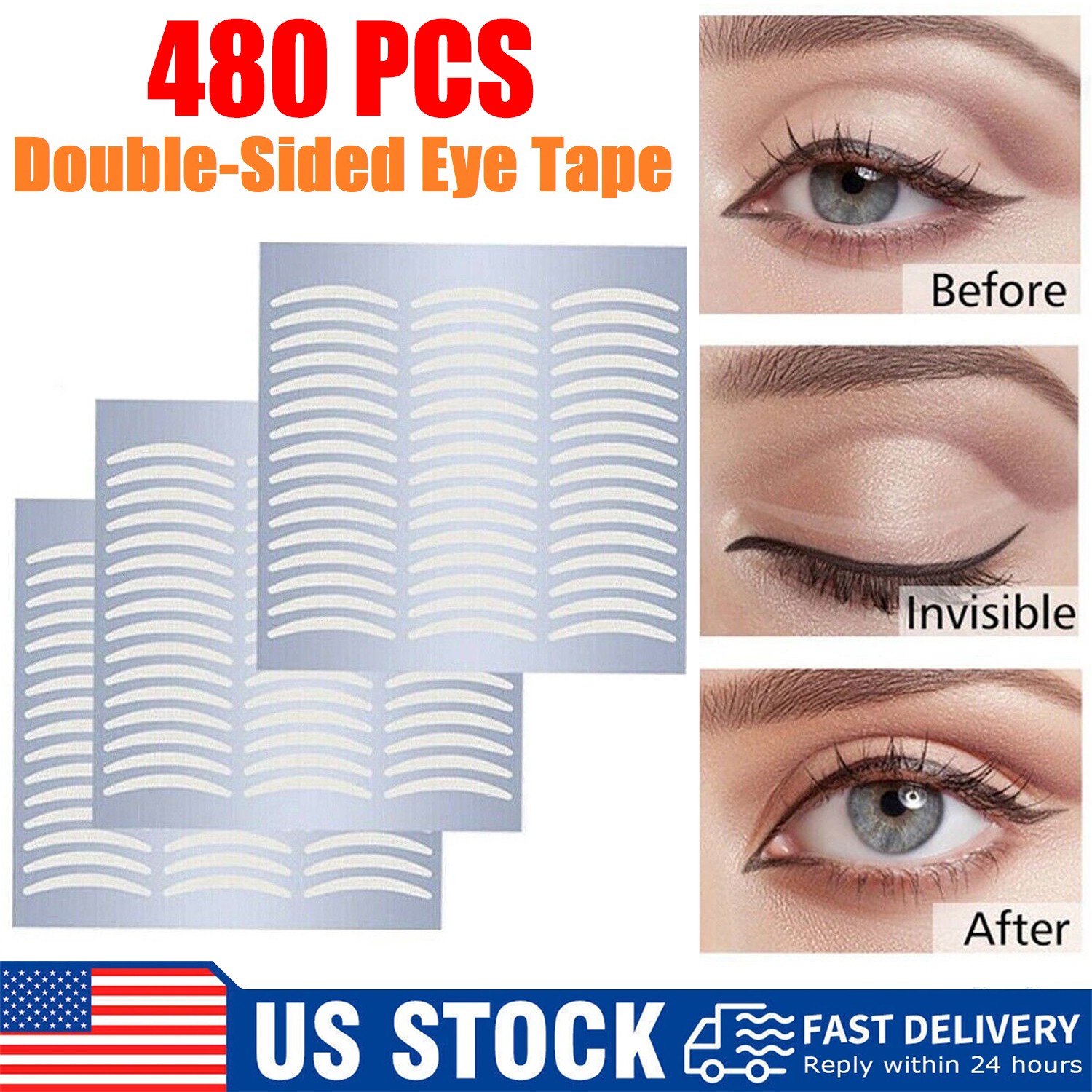 480x Eyelid Tape for Hooded Eyes Invisible, Eyelid Lifter Strips,Natural-Looking