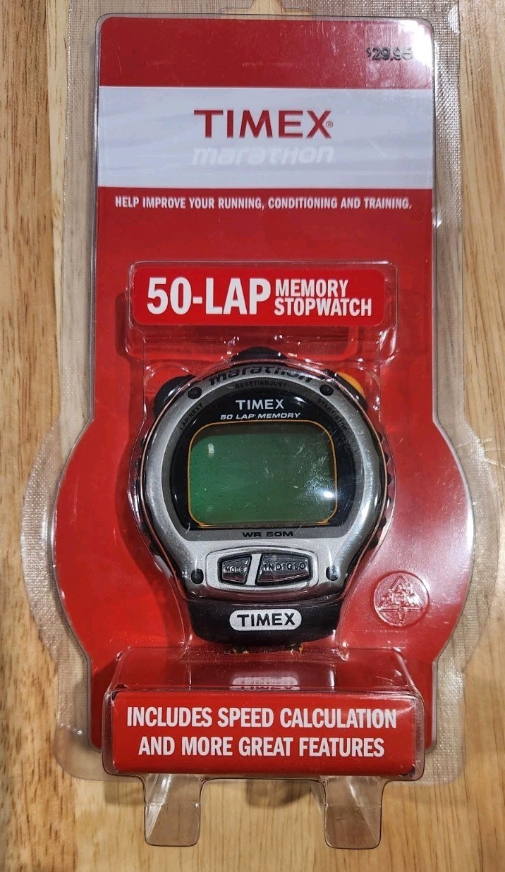 Timex Marathon 50-Lap Memory Stopwatch Running Exercise Speed Calculation WR 50m